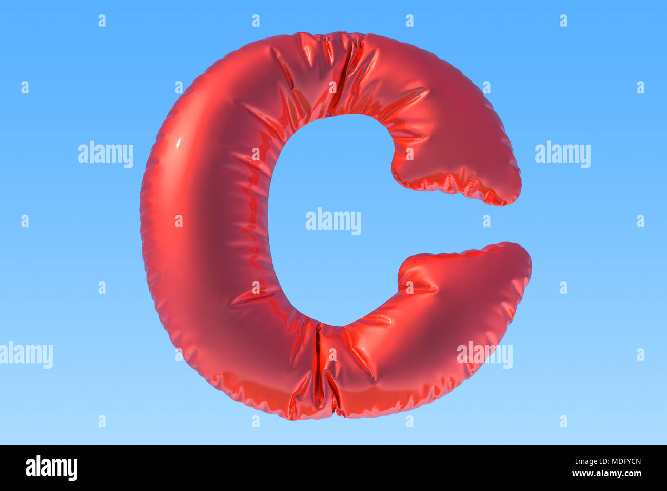 Ballon aluminium rouge lettre C, 3D Rendering Banque D'Images