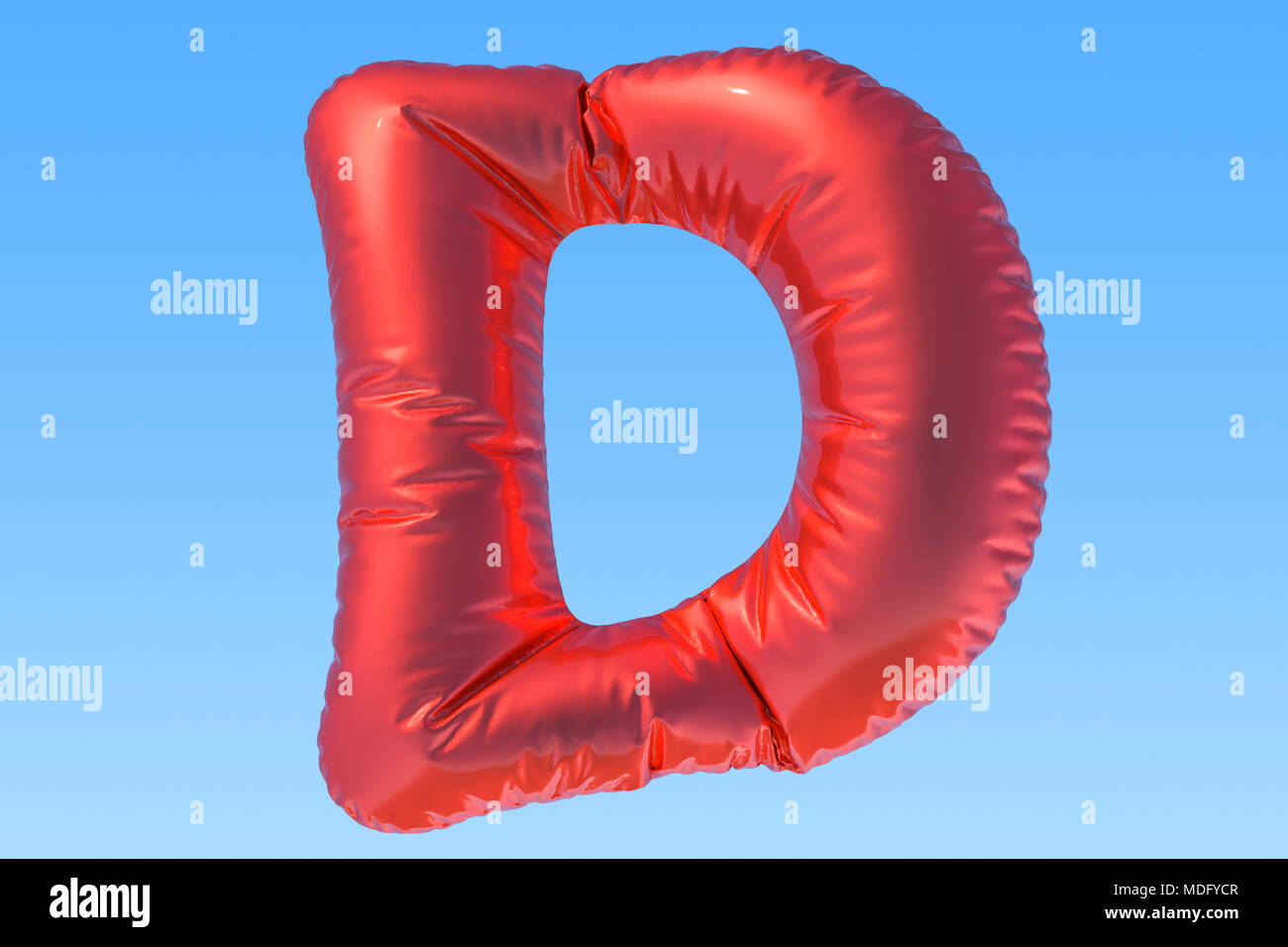 Ballon aluminium rouge lettre D, 3D Rendering Banque D'Images