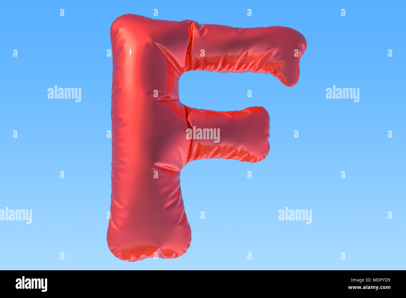 Ballon aluminium rouge lettre F, 3D Rendering Banque D'Images