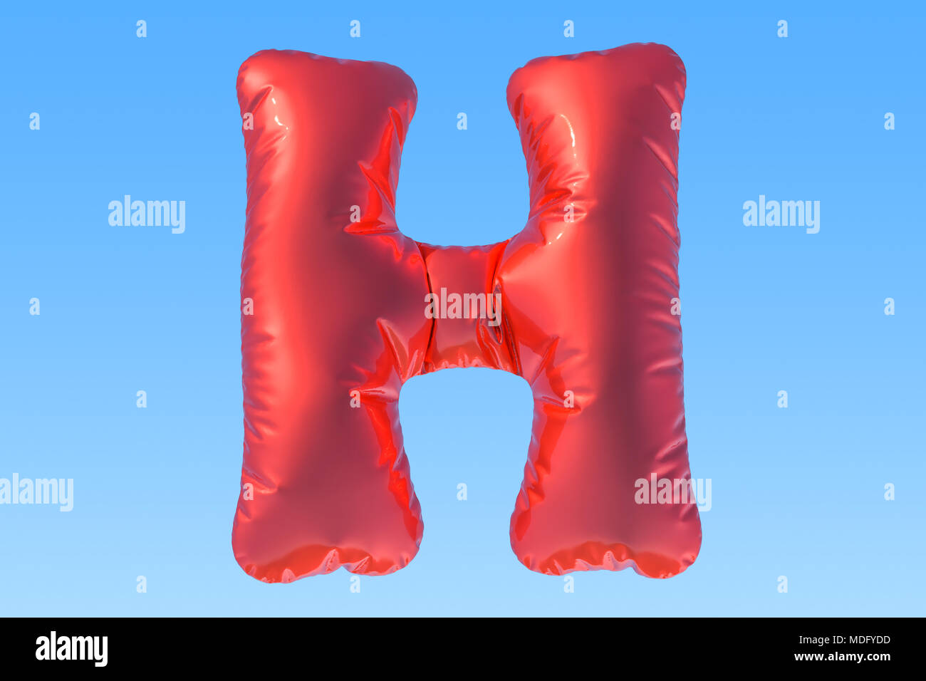Ballon aluminium rouge lettre H, 3D Rendering Banque D'Images
