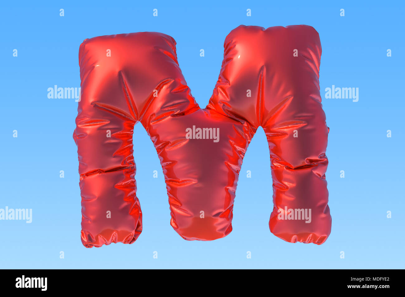 Ballon aluminium rouge lettre M, 3D Rendering Banque D'Images