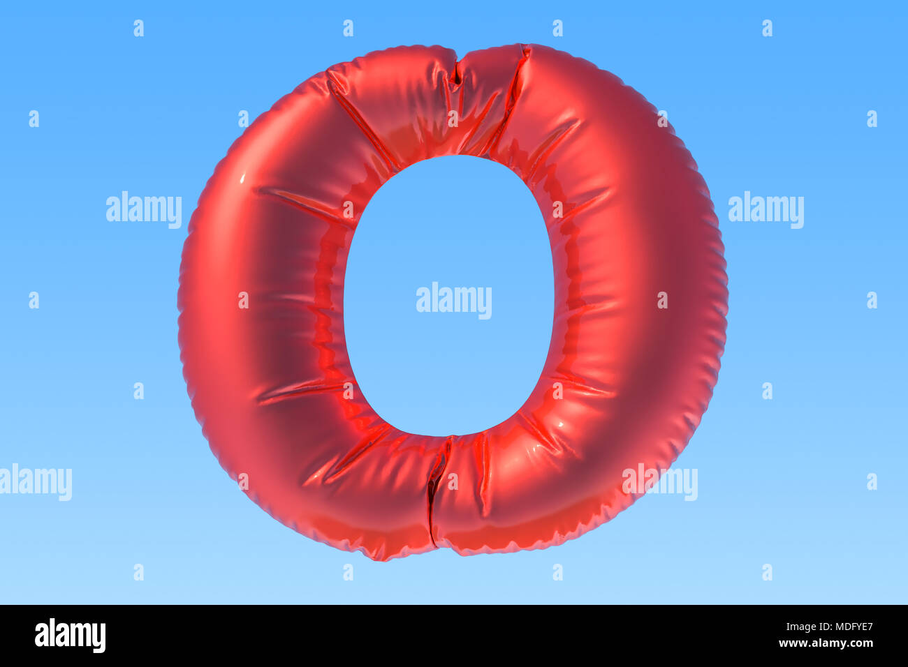 Ballon aluminium rouge lettre O, 3D Rendering Banque D'Images