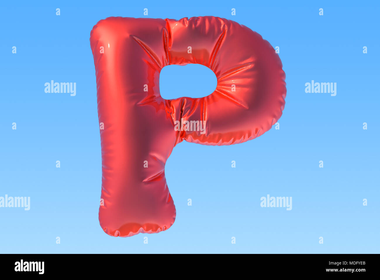 Ballon aluminium rouge lettre P, 3D Rendering Banque D'Images