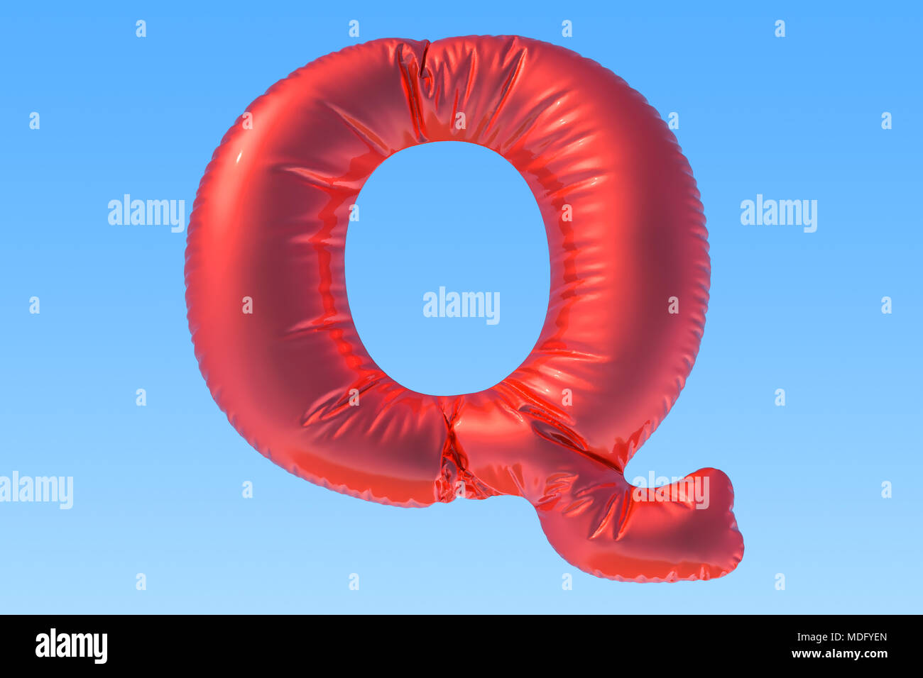 Ballon aluminium rouge lettre Q, 3D Rendering Banque D'Images