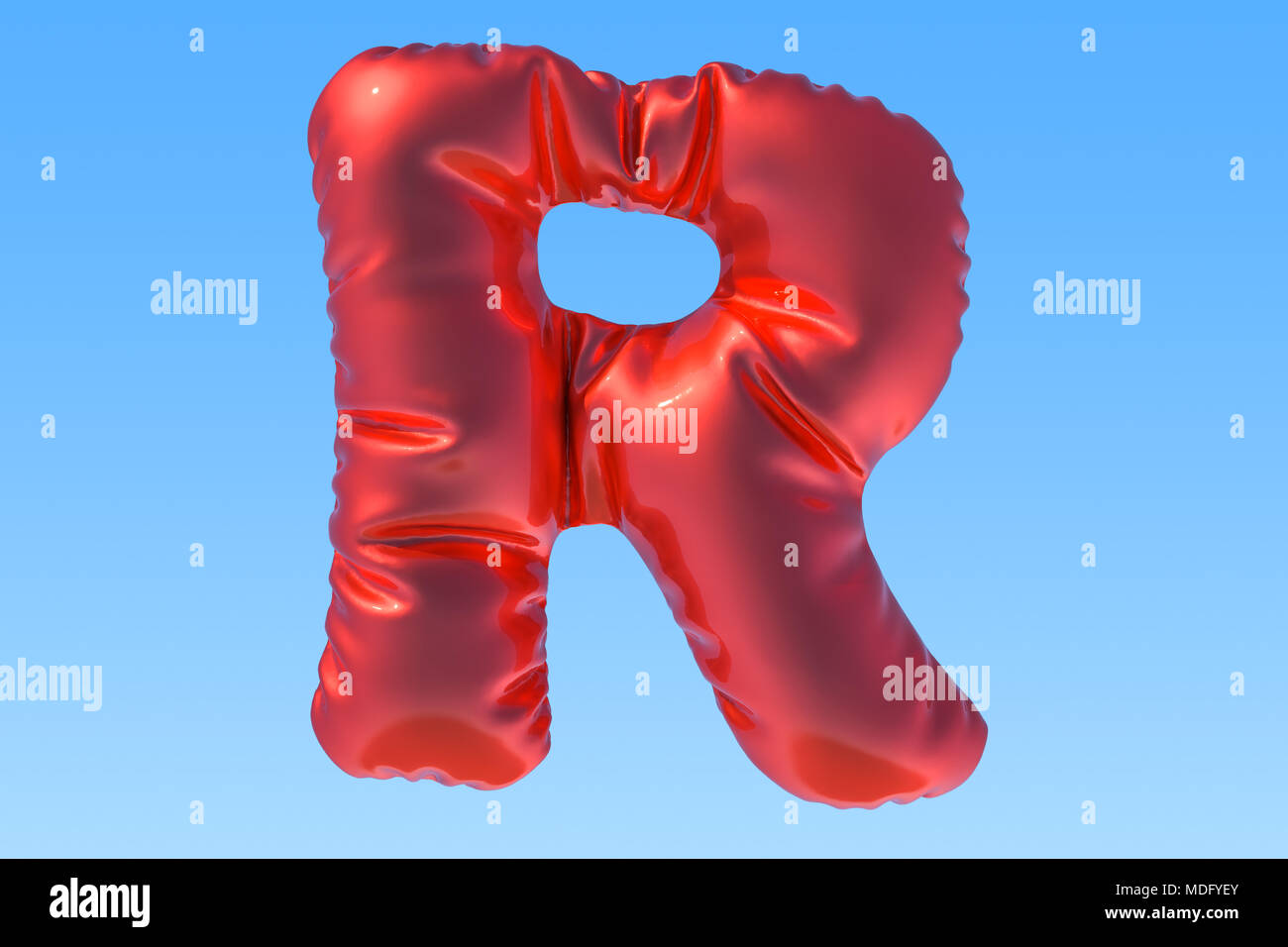 Ballon aluminium rouge lettre R, 3D Rendering Banque D'Images