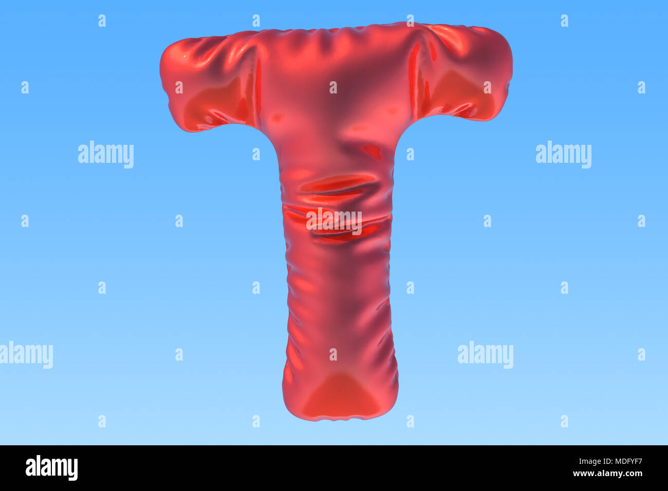 Ballon aluminium rouge lettre T, 3D Rendering Banque D'Images