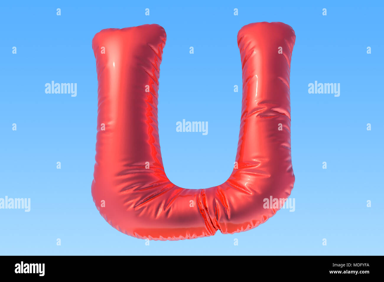 Ballon aluminium rouge lettre U, 3D Rendering Banque D'Images