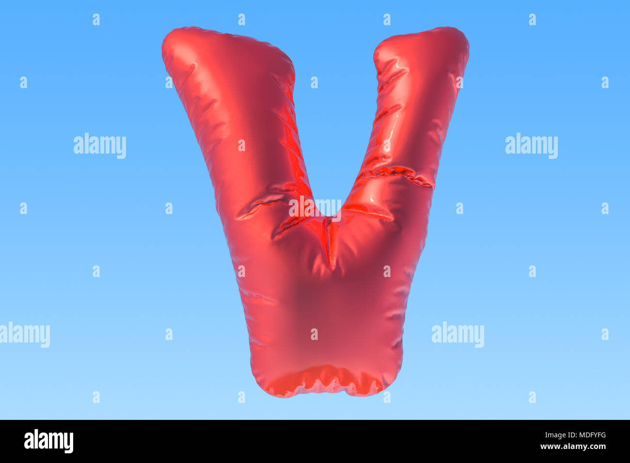 Ballon aluminium rouge lettre V, 3D Rendering Banque D'Images