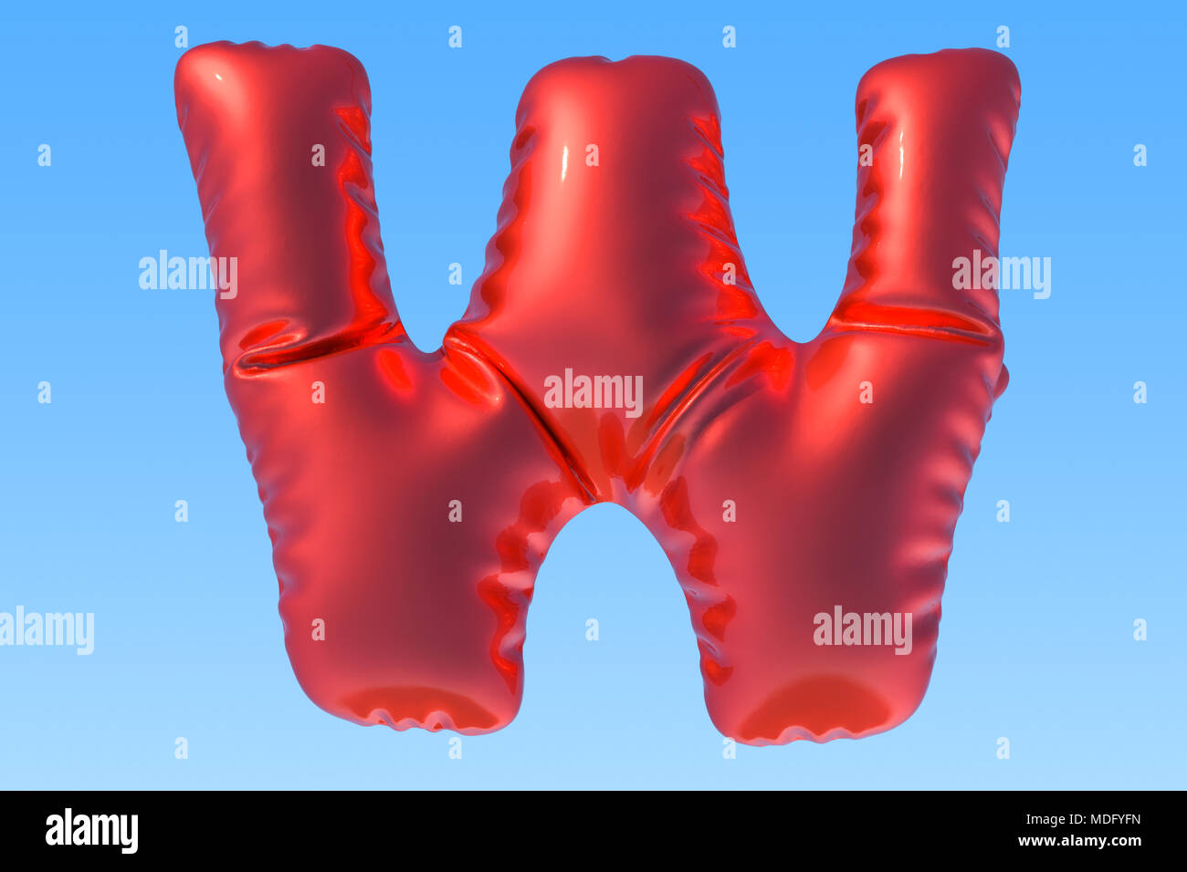 Ballon aluminium rouge lettre W, 3D Rendering Banque D'Images