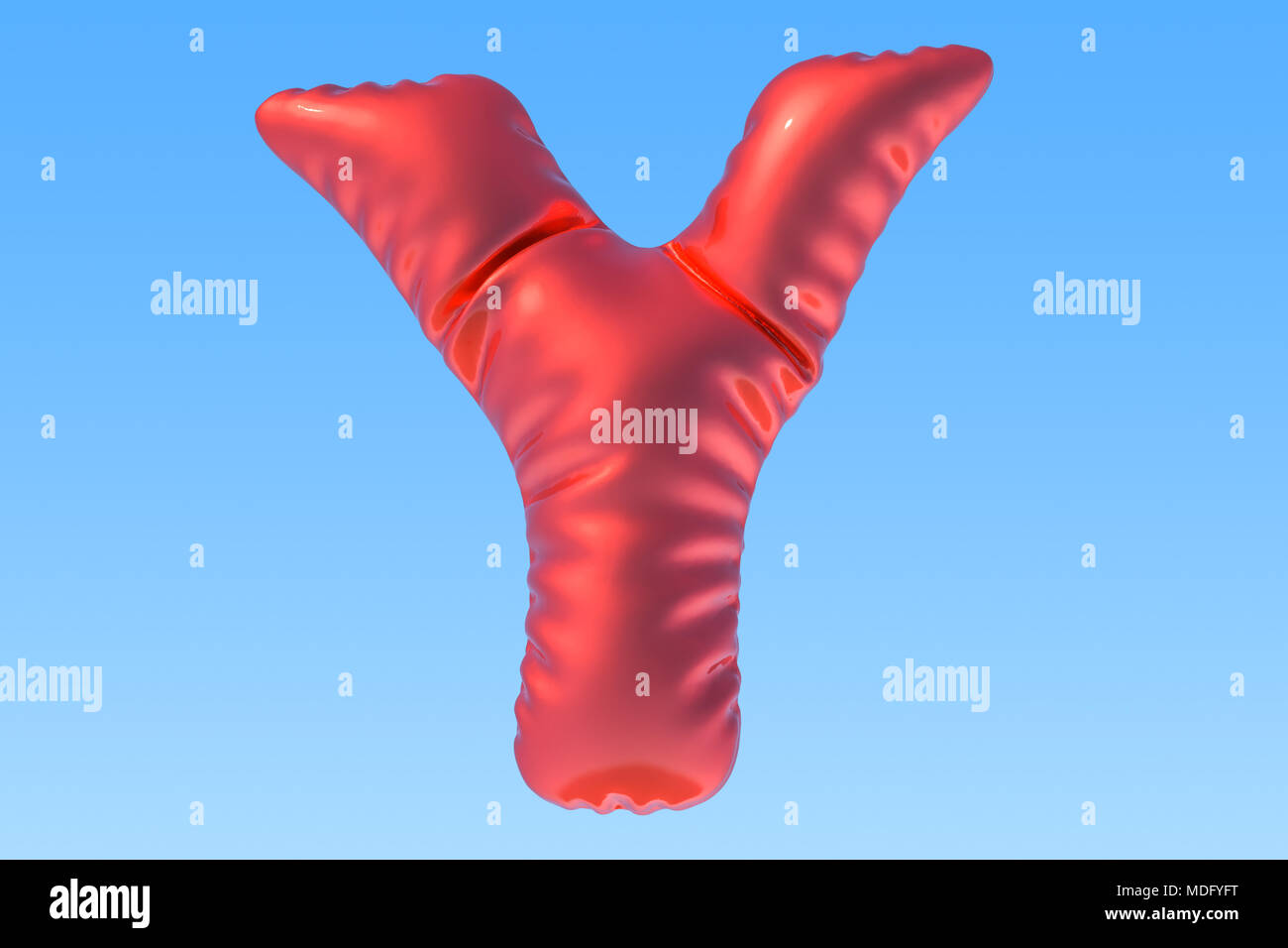 Ballon aluminium rouge lettre Y, 3D Rendering Banque D'Images