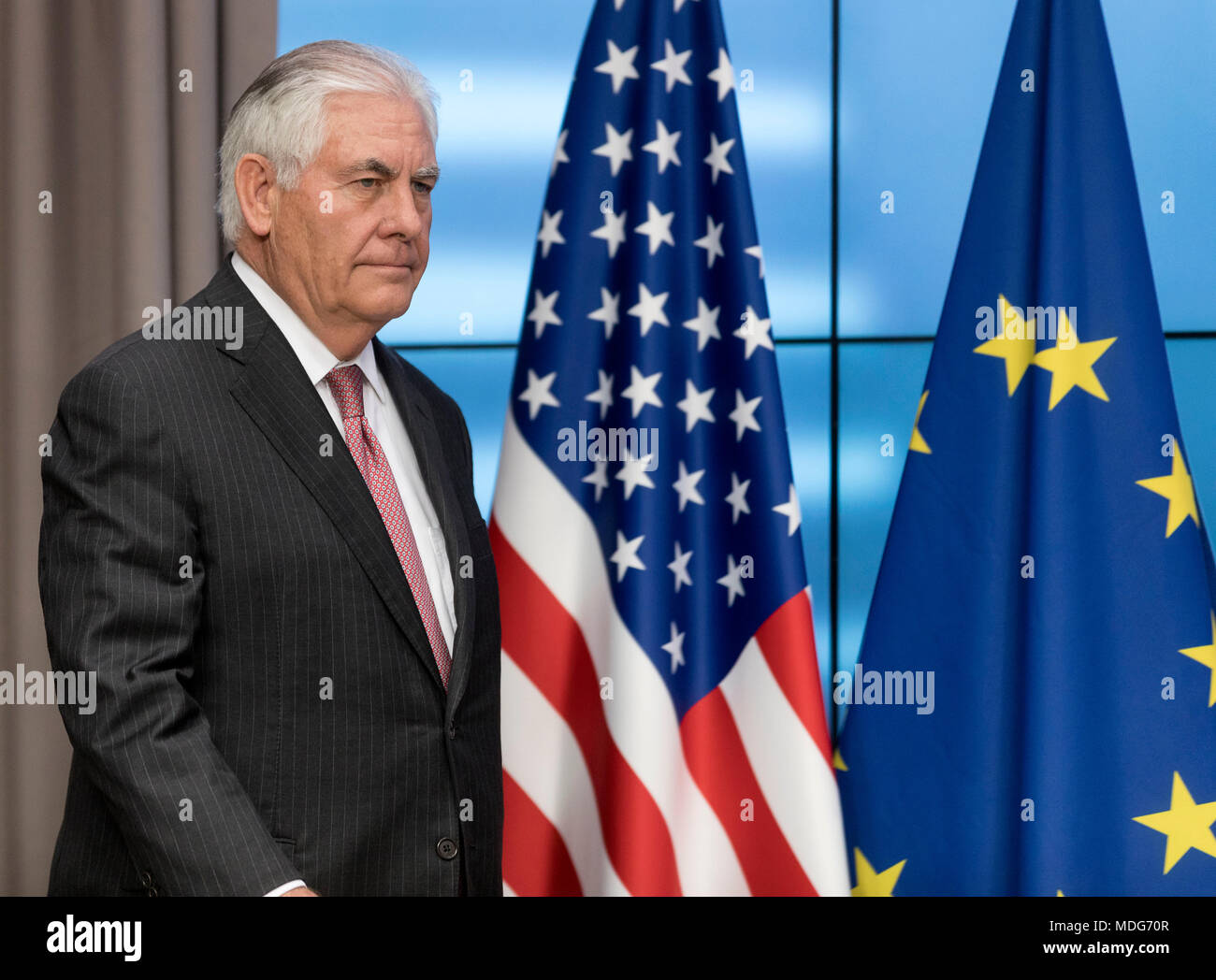 Belgique, Bruxelles, le 2017/12/05 : Le secrétaire d'État des États-Unis, Rex Tillerson lors du Conseil de l'Europe Banque D'Images