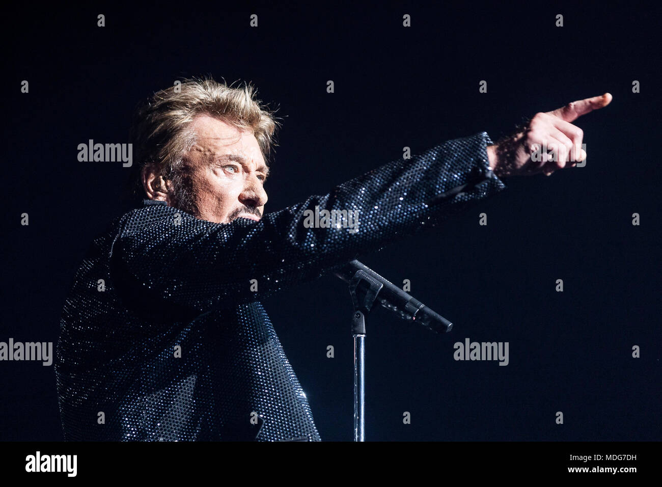 Nancy (nord-est de la France) : Johnny Hallyday en concert au Zénith Banque D'Images