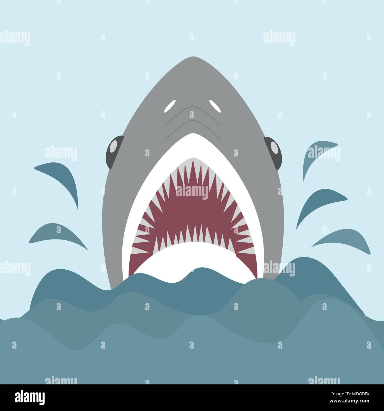 Shark avec les mâchoires ouvertes et des dents pointues. Vector illustration dans télévision cartoon style Illustration de Vecteur