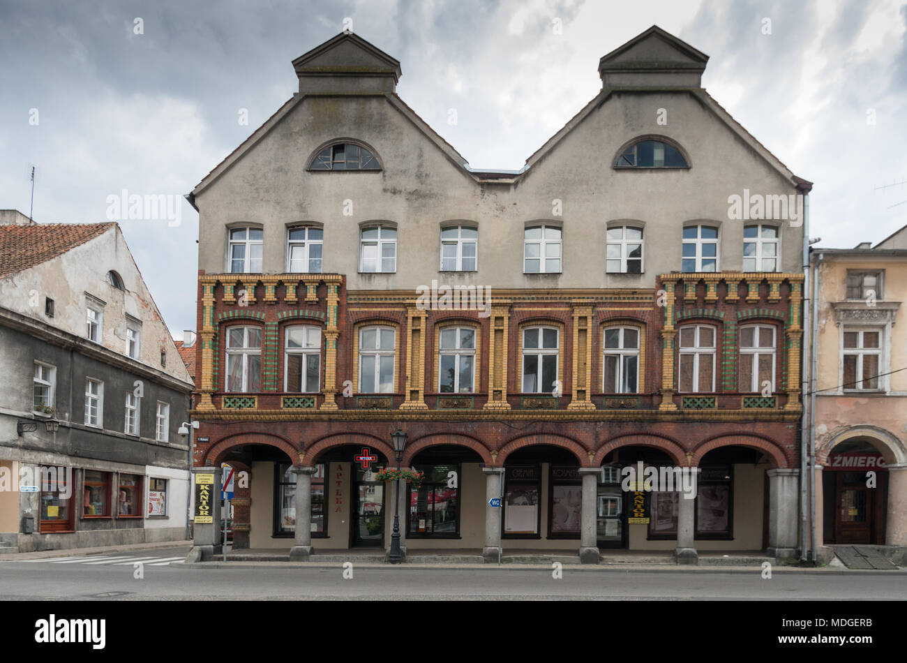 Maisons de ville, Orneta (Wormditt)), Pologne Banque D'Images