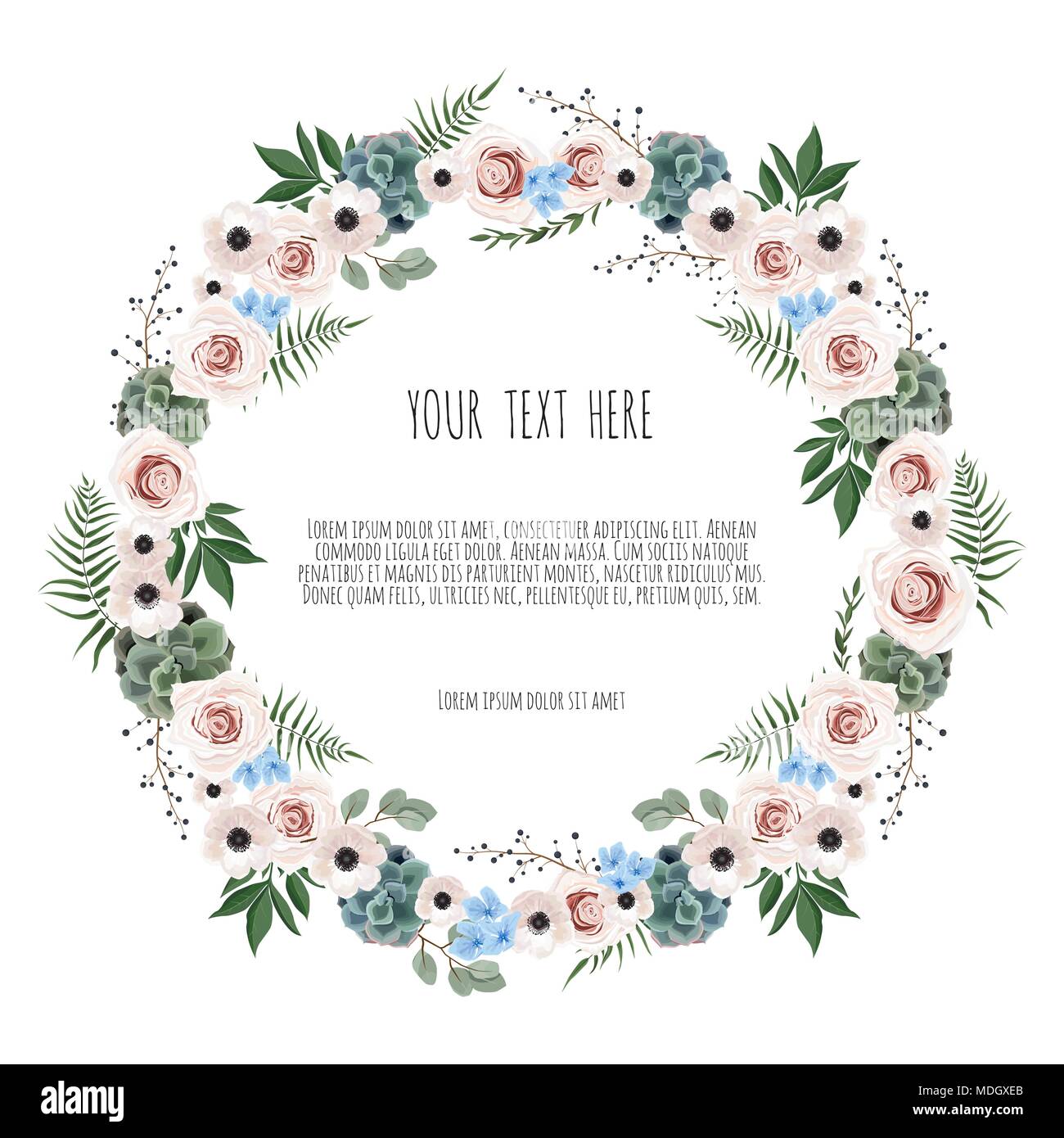 Couronne de printemps. Floral background avec de belles fleurs Illustration de Vecteur