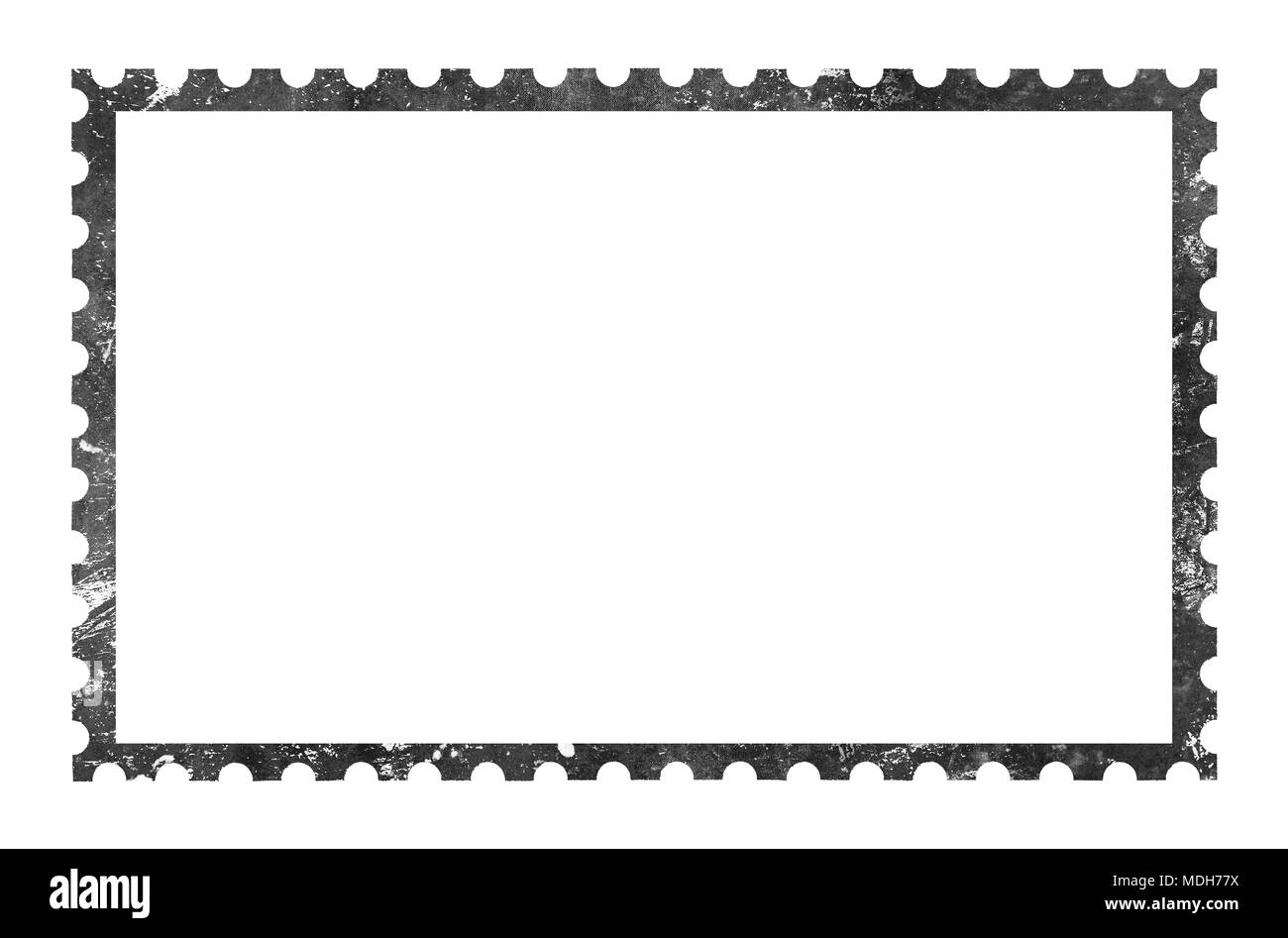 Ancienne rétro grunge style papier vierge cadre timbre-poste isolé sur fond blanc Banque D'Images