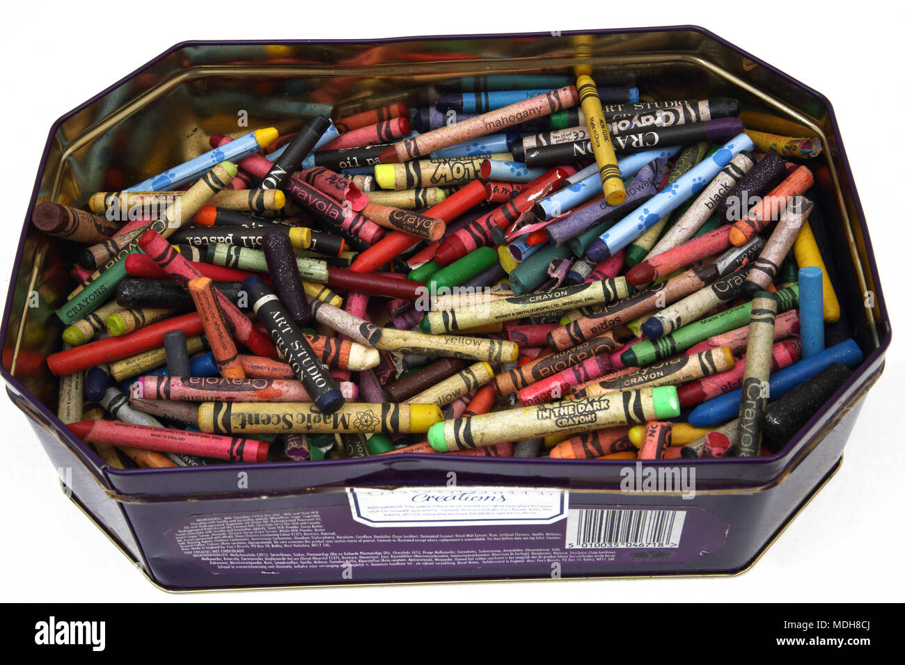Collection de Crayons de cire à Tin Banque D'Images