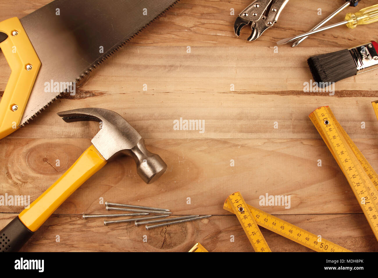 Outils de travail sur bois assortis Banque D'Images