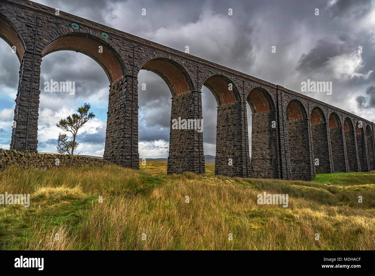 Le viaduc de Ribblehead Settle-Carlisle porte la ligne de chemin de fer et a été ouvert en 1875 ; Ribblehead, North Yorkshire, Angleterre Banque D'Images