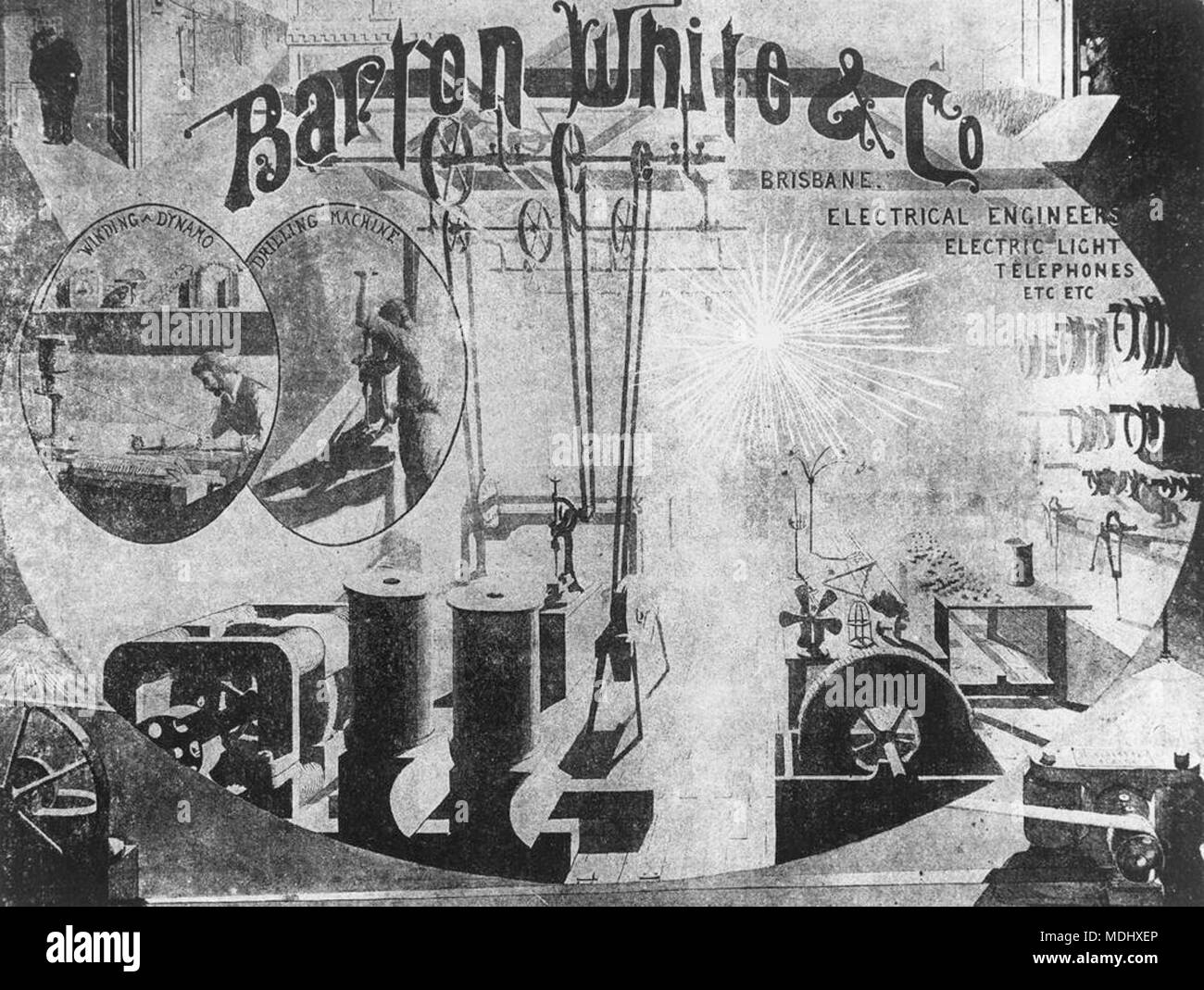 Publicité pour Barton White & Co, les fabricants de matériel électrique, Banque D'Images