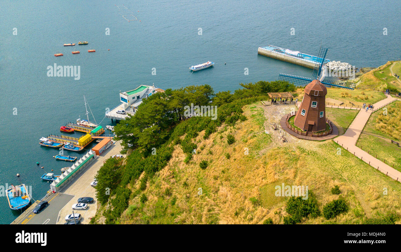 Vue aérienne de Windy Hill dans l'île de Geoje de la Corée du Sud. La
