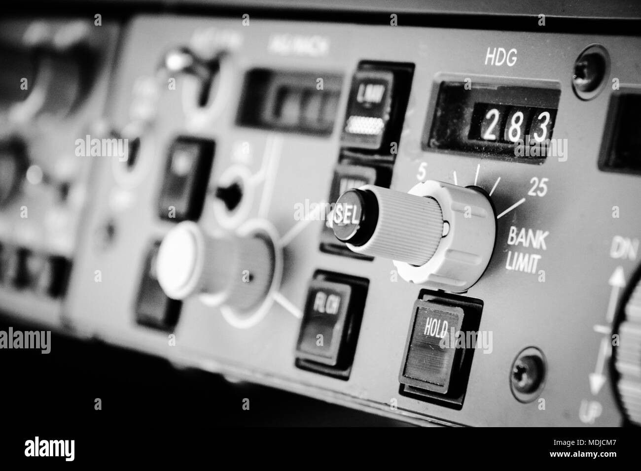 Panneau de commande de mode de vol dans le poste de pilotage d'un Boeing 747-400 Banque D'Images