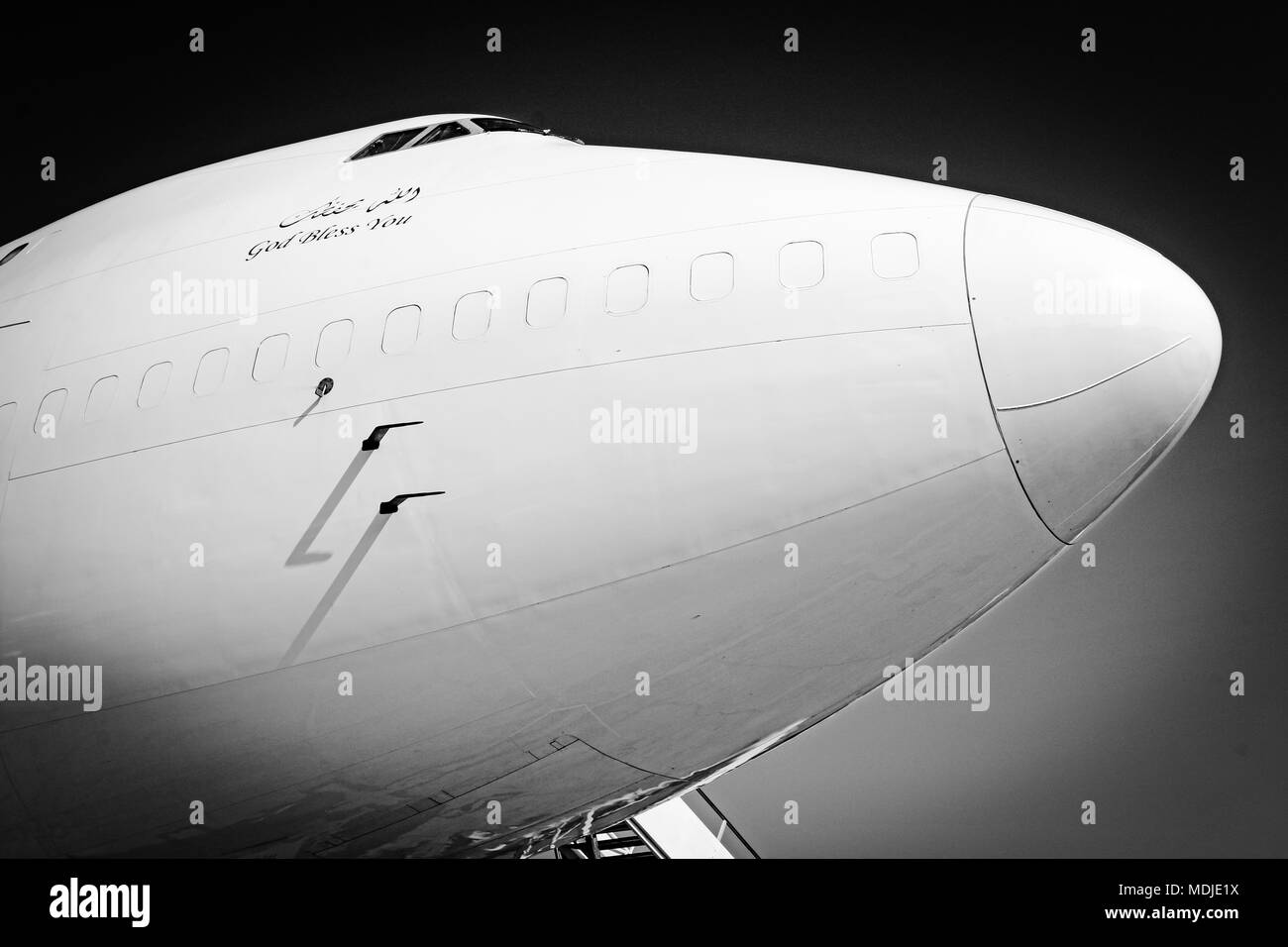 Boeing 747-400 Freighter SF stationné à la rampe de chargement Banque D'Images