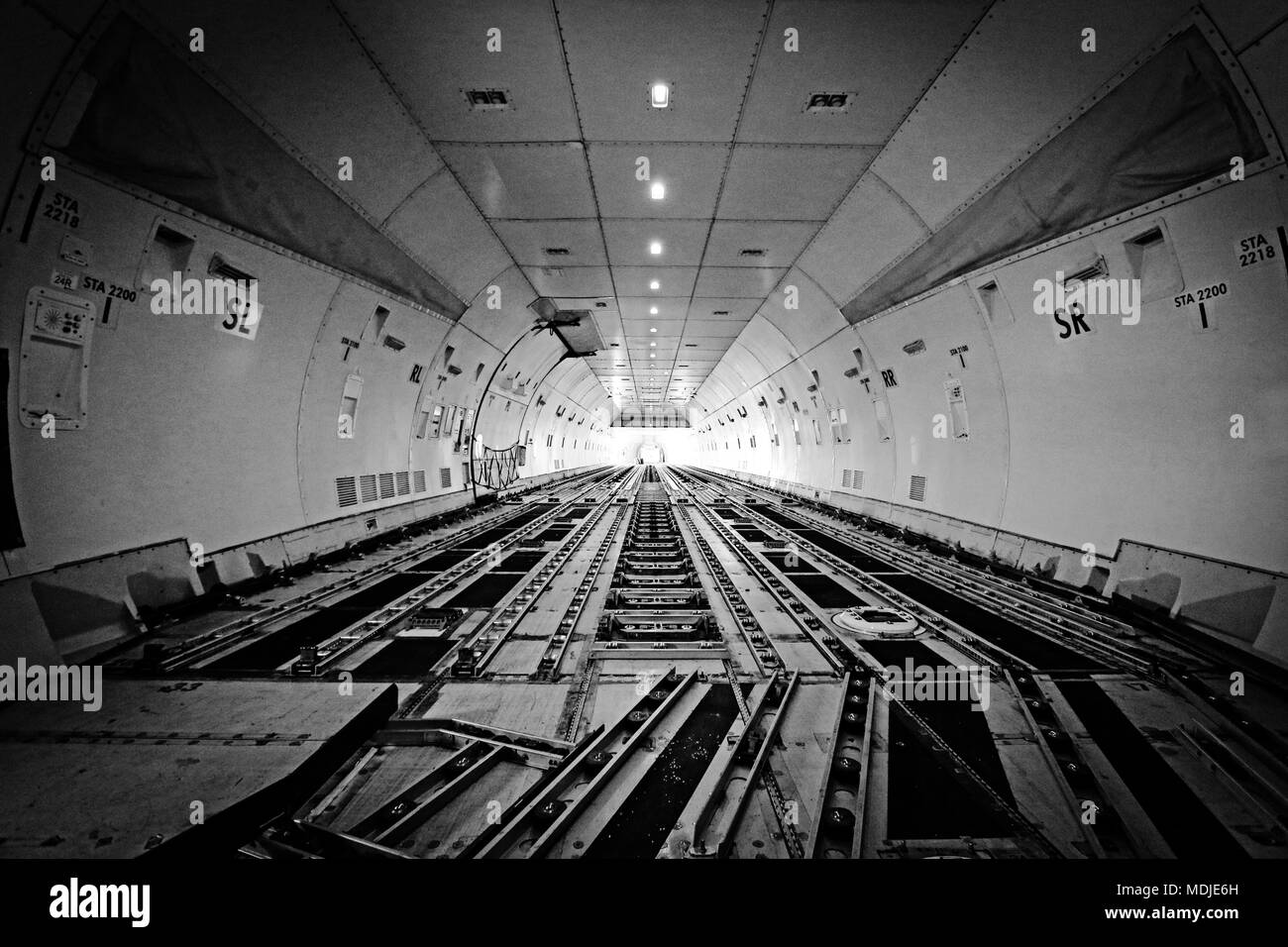 Cale vide (Pont Principal) d'un Boeing 747-400 Freighter Banque D'Images