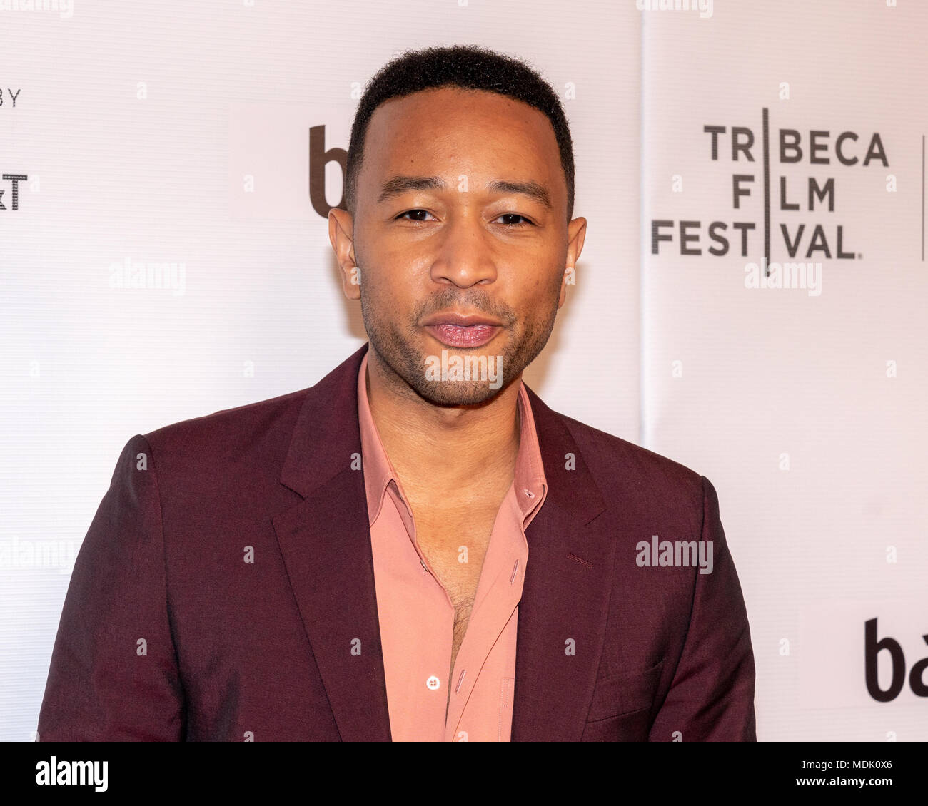 New York, États-Unis, 19 avril 2018. Producteur exécutif John Legend arrive au Tribeca Film Festival 2018 la première de son film 'United Skates' dans la ville de New York. Photo par Enrique Shore​ / Alamy Live News Banque D'Images