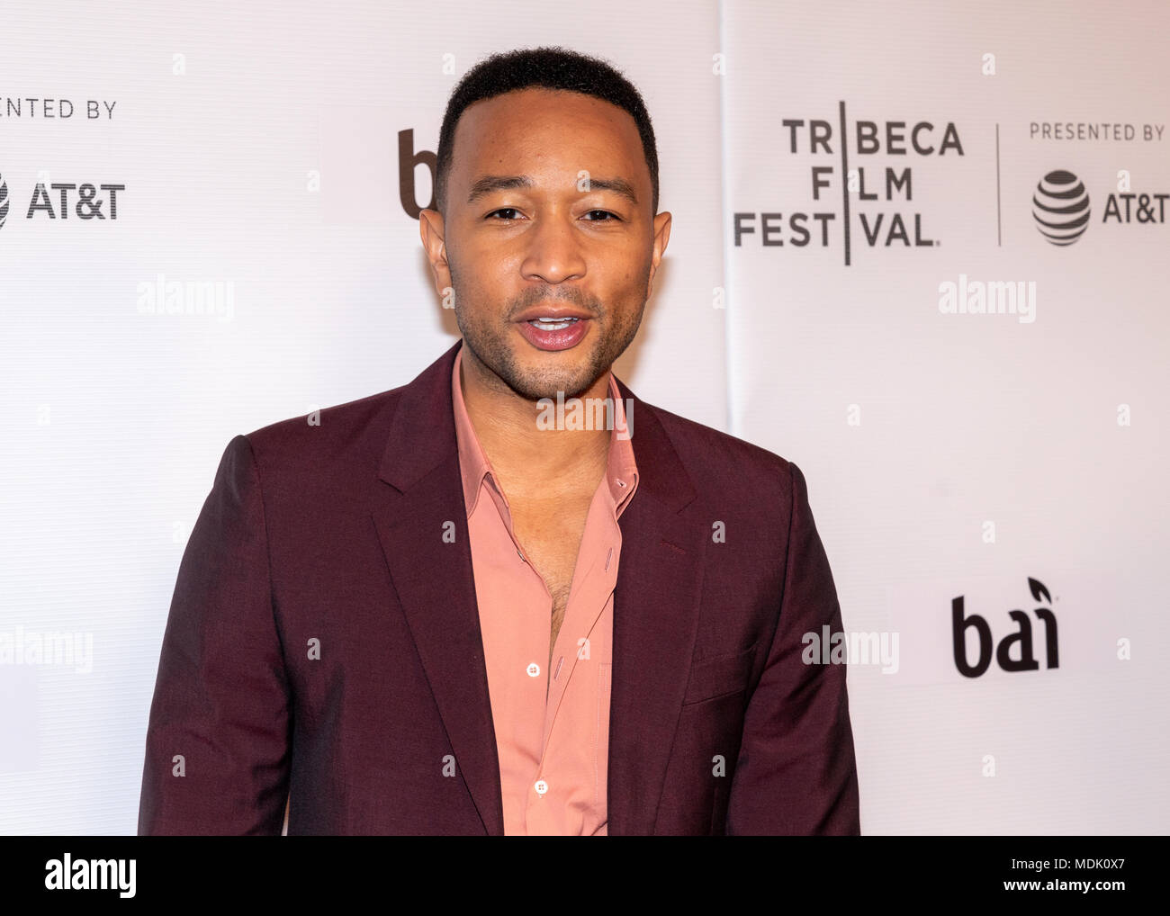 New York, États-Unis, 19 avril 2018. Producteur exécutif John Legend arrive au Tribeca Film Festival 2018 la première de son film 'United Skates' dans la ville de New York. Photo par Enrique Shore​ / Alamy Live News Banque D'Images