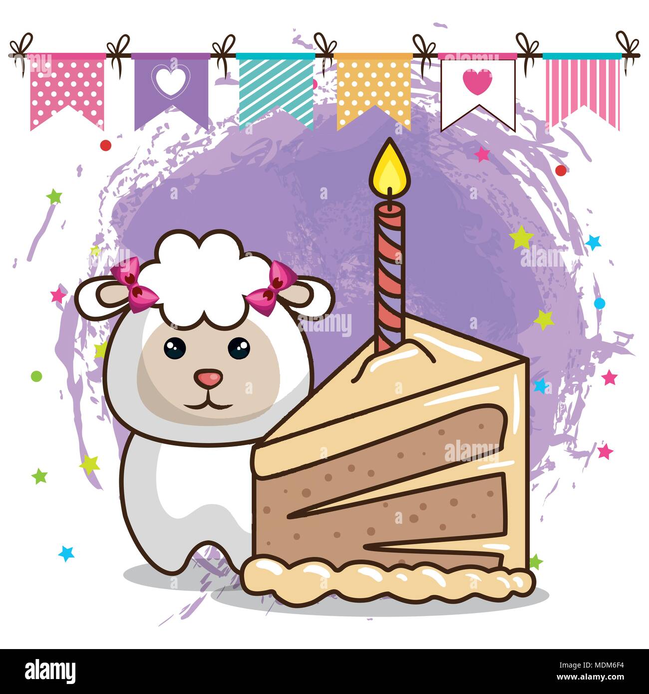 Joyeux Anniversaire Carte Avec Mouton Mignon Image Vectorielle Stock Alamy