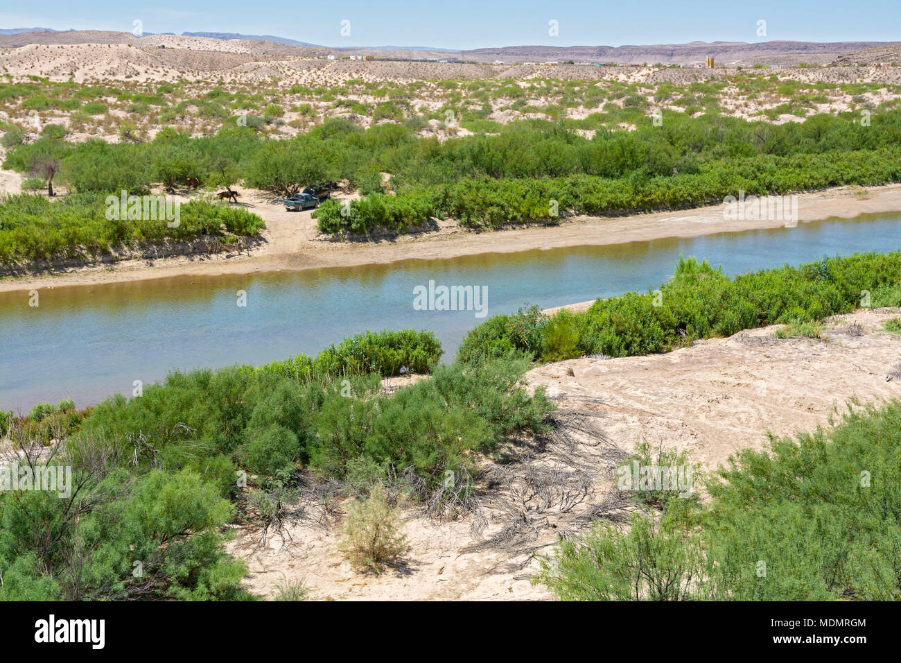 Texas, Big Bend National Park, passage de Boquillas, vue sur fleuve Rio Grande au Mexique Banque D'Images