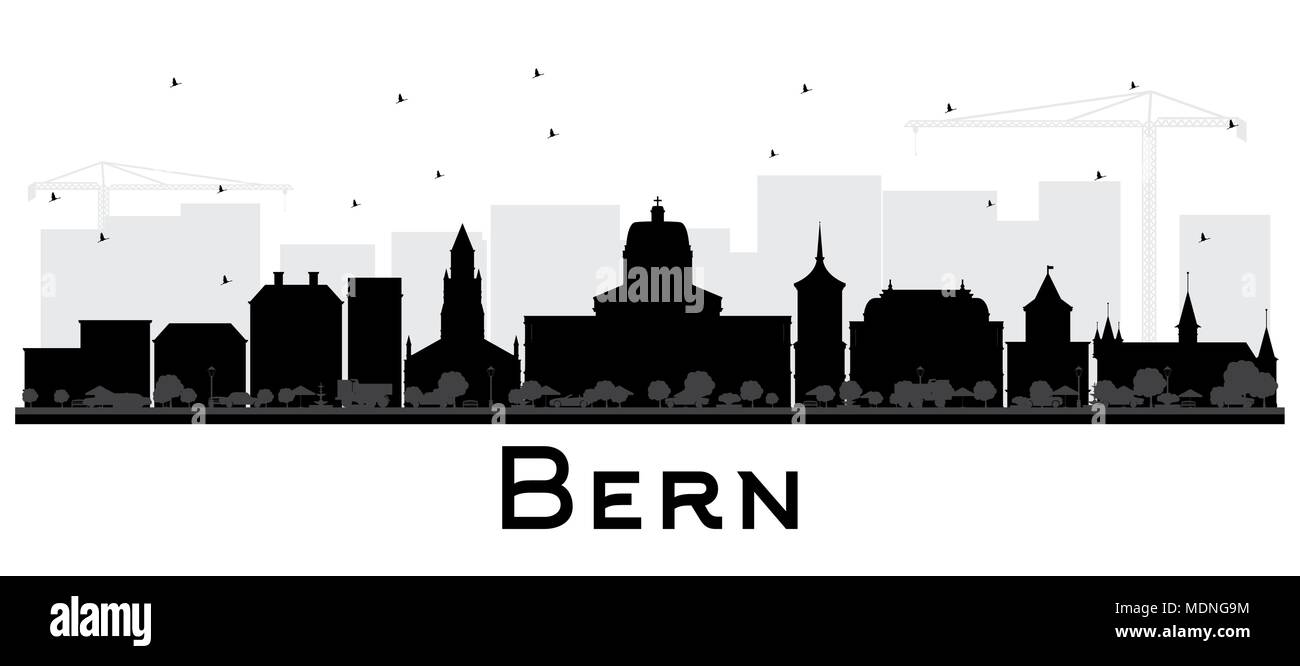 Berne Suisse Ville avec des bâtiments noir isolé sur blanc. Vector Illustration. Les voyages d'affaires et tourisme Concept Illustration de Vecteur