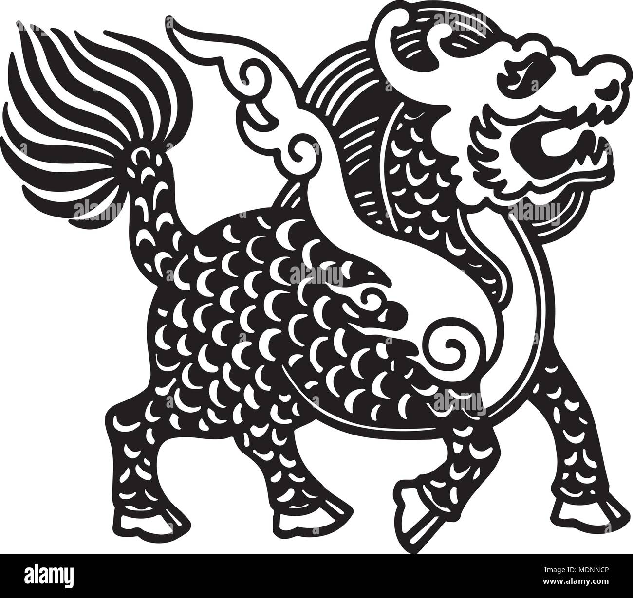 Lion Chinois - Retro Clipart Illustration Illustration de Vecteur