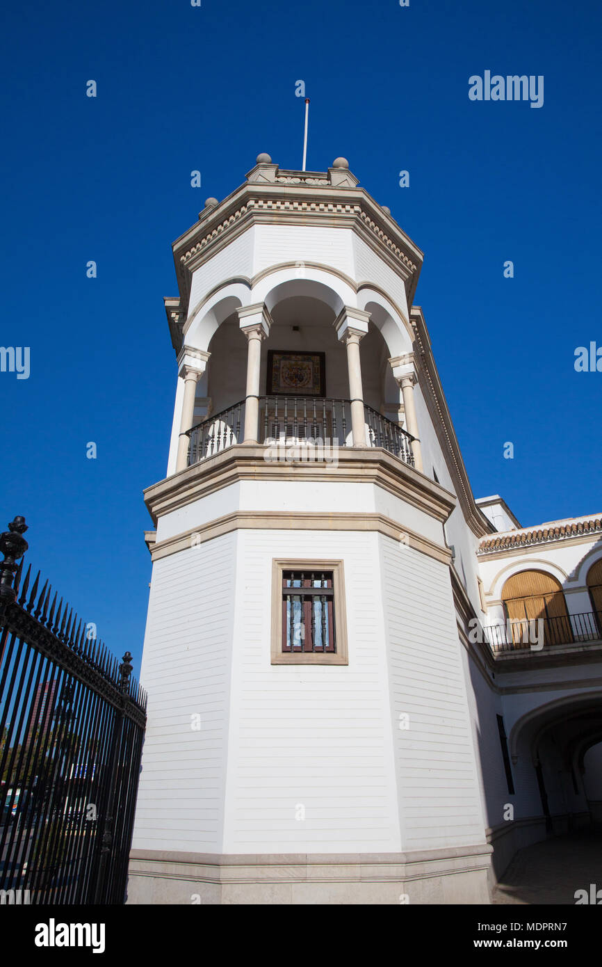 Arène, plaza de toros à Séville.Espagne. Au cours de l'assemblée juste de Séville à Séville, c'est le site de l'un des plus connus de la corrida Banque D'Images