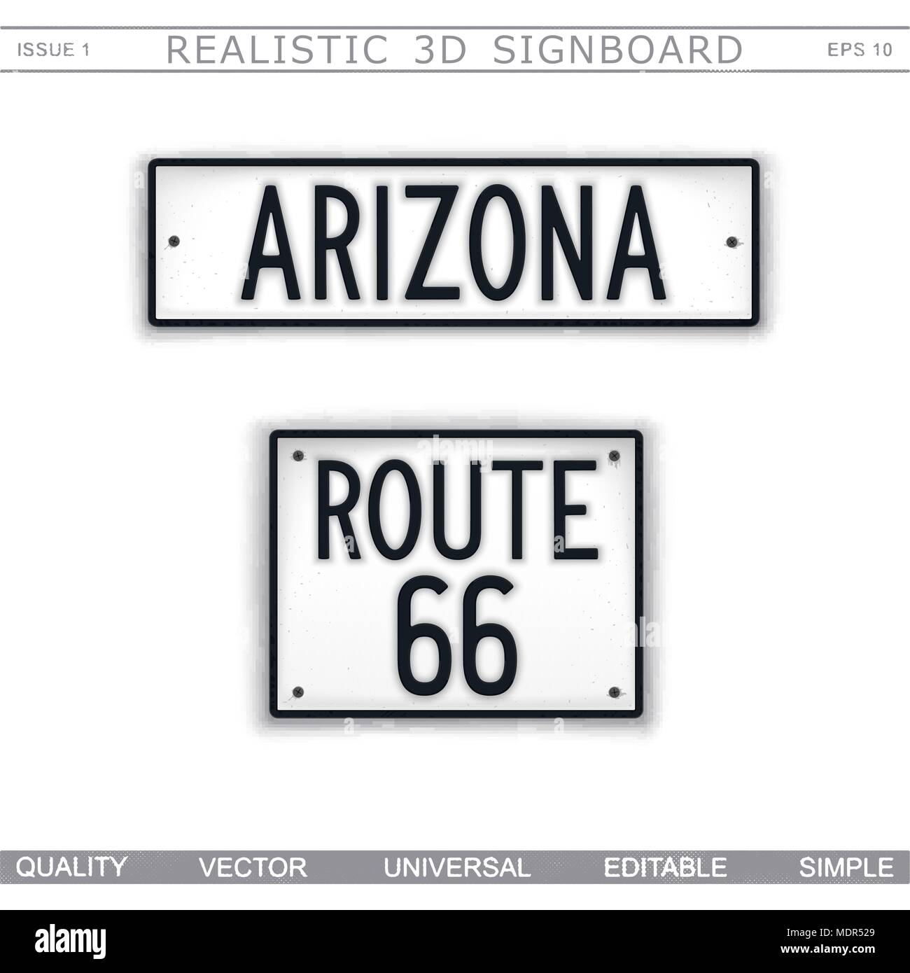 De l'Arizona. Route 66. 3D créative pancarte. Vue d'en haut. Éléments de conception vectorielle Illustration de Vecteur