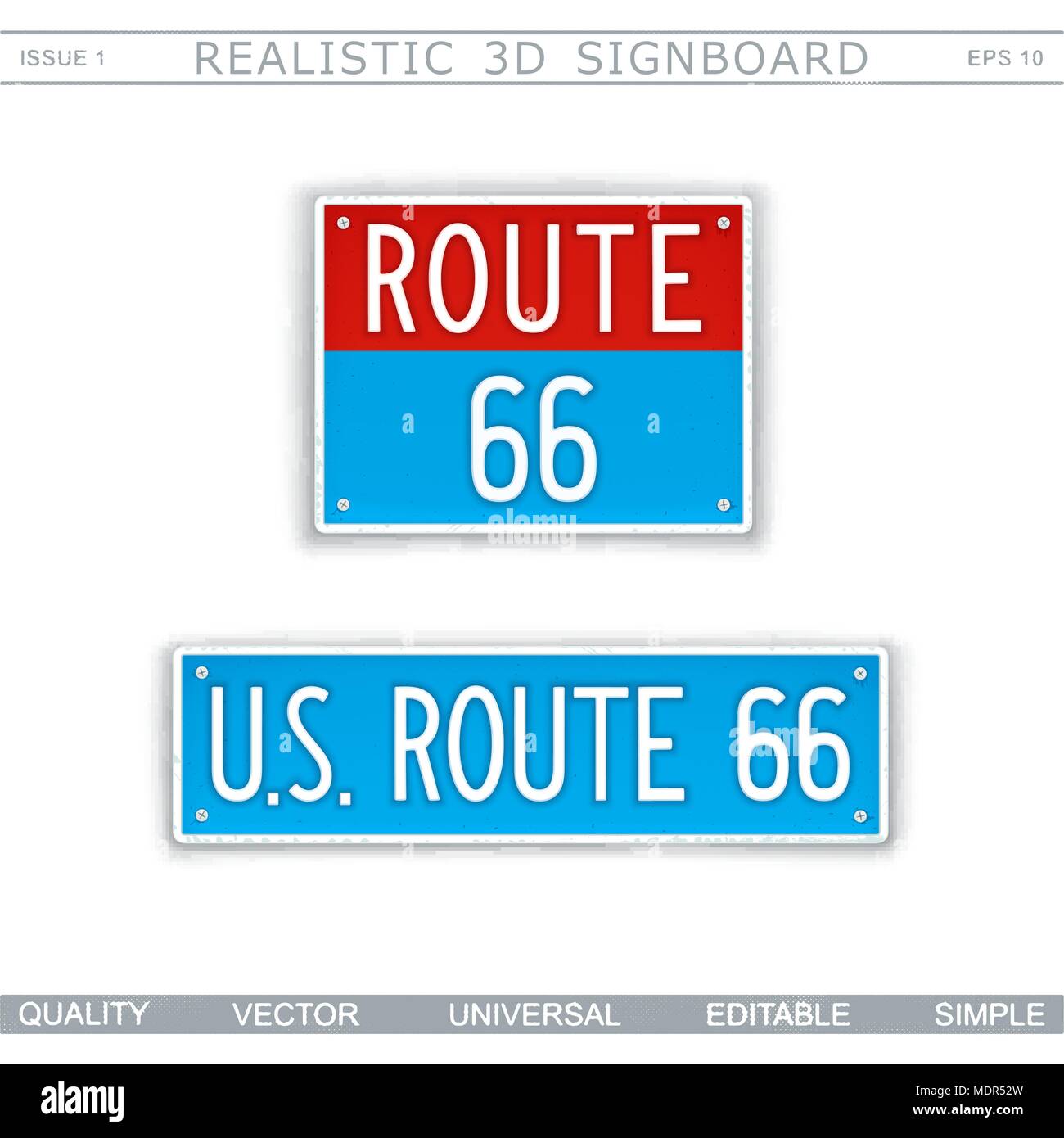 U.S. Route 66. 3D créative pancarte. Vue d'en haut. Éléments de conception vectorielle Illustration de Vecteur