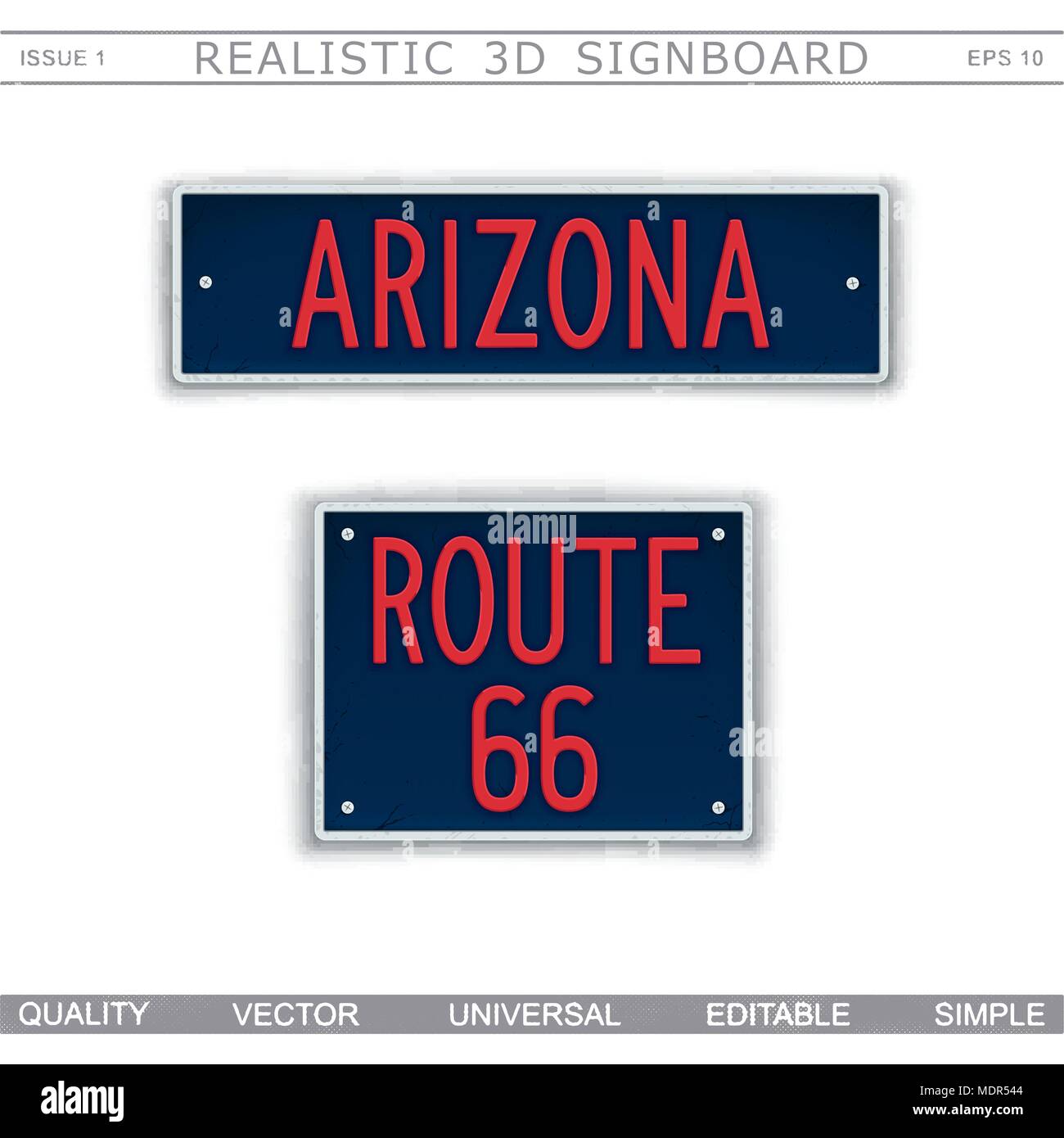 De l'Arizona. Route 66. 3D créative pancarte. Vue d'en haut. Éléments de conception vectorielle Illustration de Vecteur