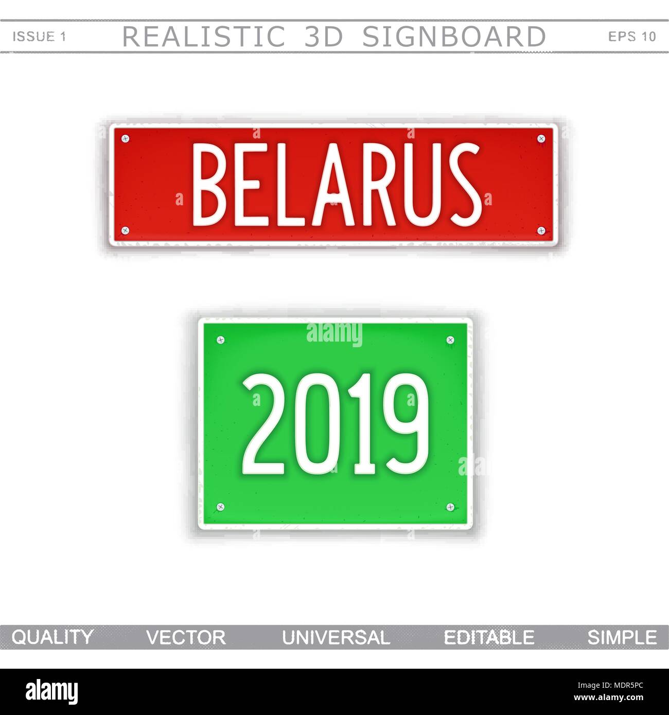 Le Bélarus en 2019. Creative pancarte. Plaque stylisée. Vue d'en haut. Éléments de conception vectorielle Illustration de Vecteur