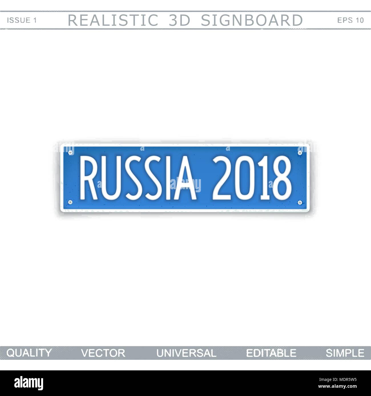 La Russie en 2018. Creative pancarte. Plaque stylisée. Vue d'en haut. Éléments de conception vectorielle Illustration de Vecteur