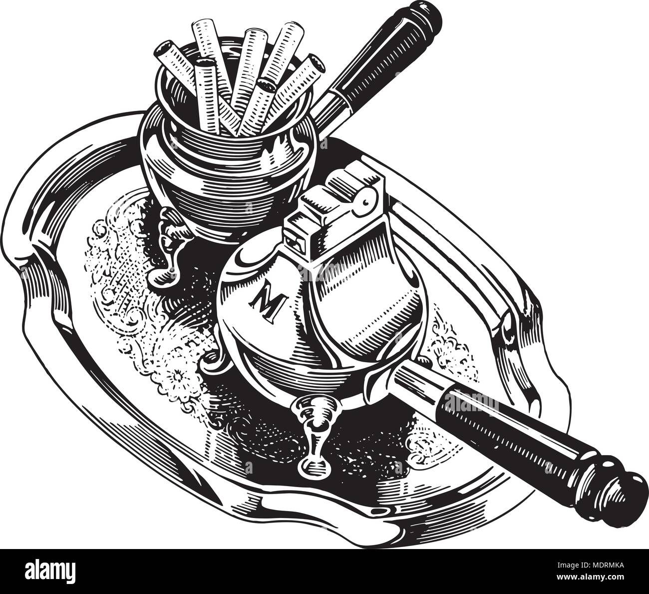 Les cigarettes et cigares - Argent Retro Clipart Illustration Illustration de Vecteur