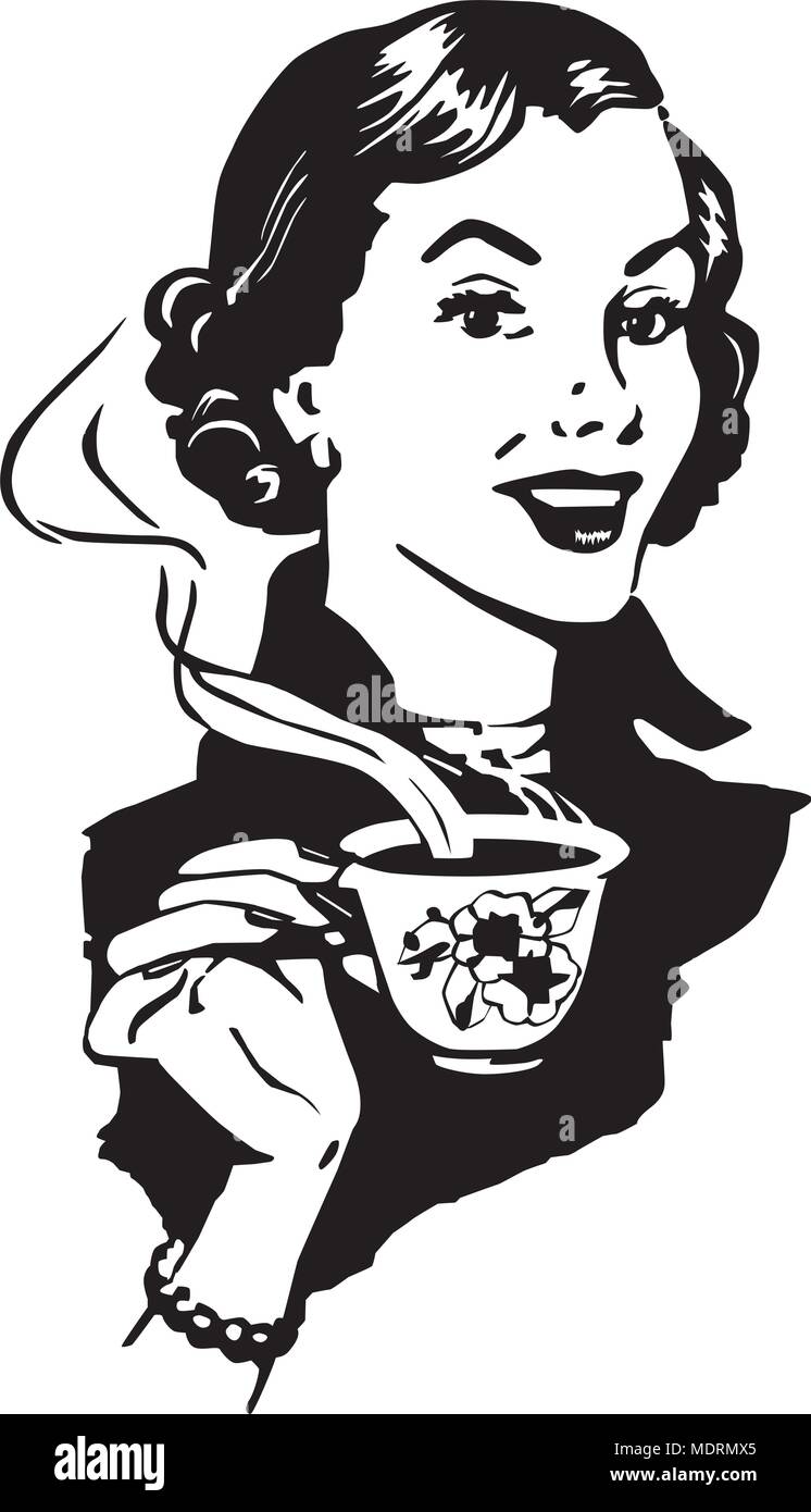 - Dame Café Retro Clipart Illustration Illustration de Vecteur