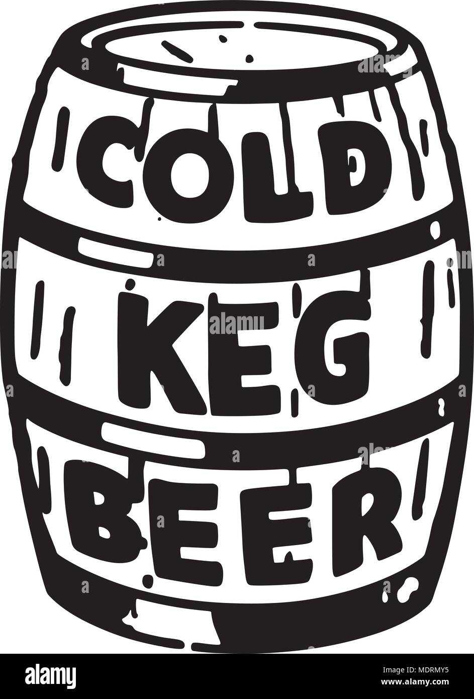 Cold keg beer - Retro Art Ad Banner Illustration de Vecteur