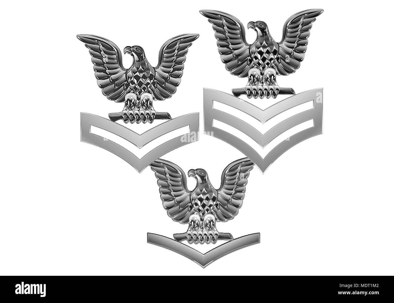 FORT GEORGE G. Meade, Maryland (NNS) - un graphique montrant les trois insignes de grade officier marinier. (U.S. Illustration graphique de la marine par la communication de masse 2e classe Spécialiste J.C.J Stokes/libéré) Banque D'Images