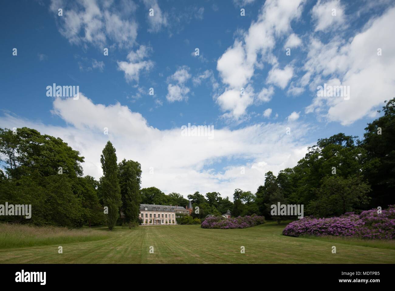 France, Châtenay-Malabry, maison de Chateaubriand, façade sur le parc, la Vallée aux Loups Banque D'Images