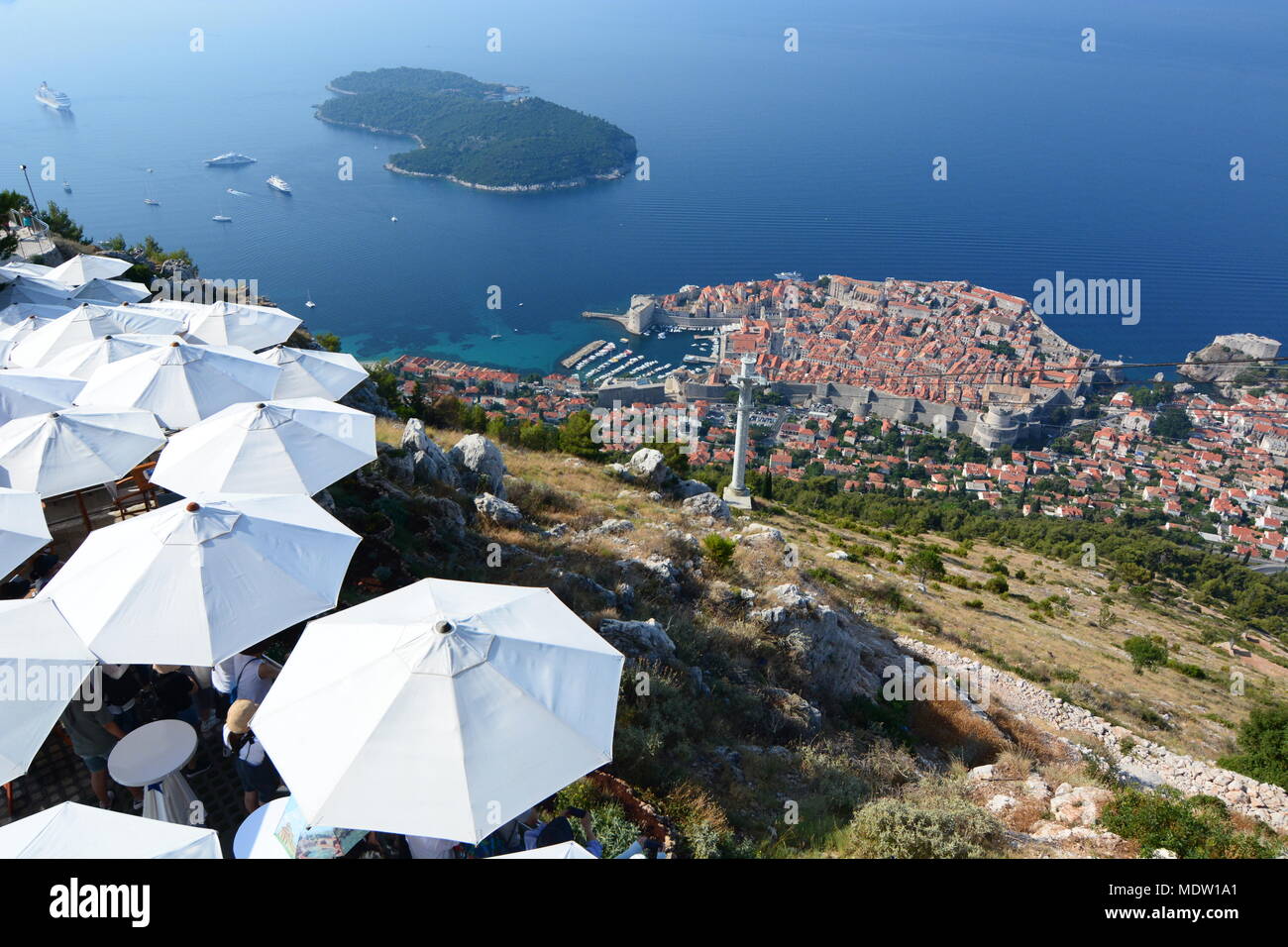 Vue depuis la colline de Srd. Dubrovnik. La Croatie Banque D'Images