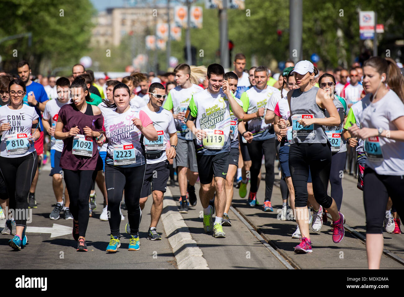 Belgrade, Serbie. 21 avril, 2018. Les coureurs participent à une course sur 31. Marathon et Semi-marathon de Belgrade Crédit : Marko Rupena/Alamy Live News Banque D'Images