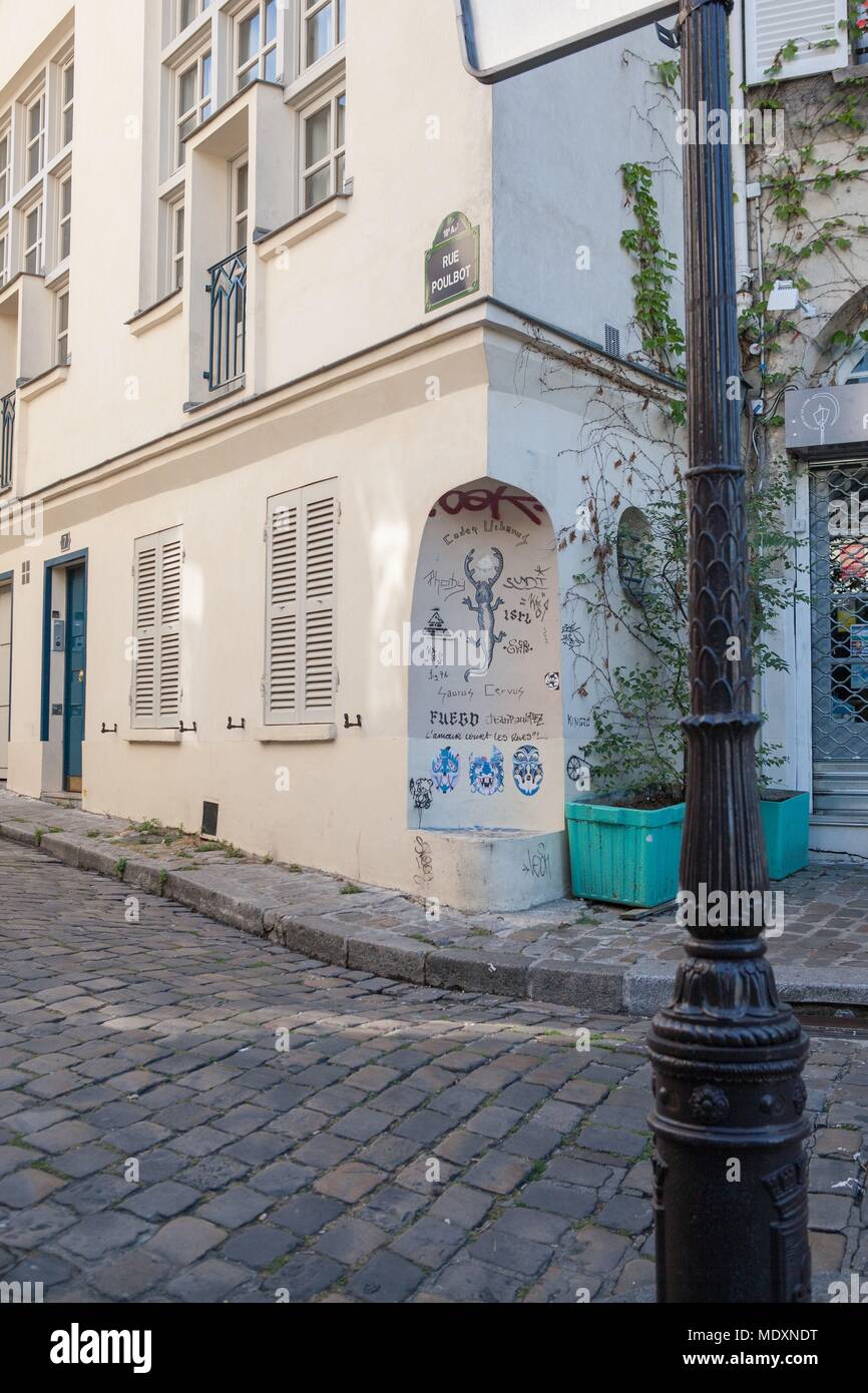 Paris, Montmartre, Rue Poulbot, Banque D'Images