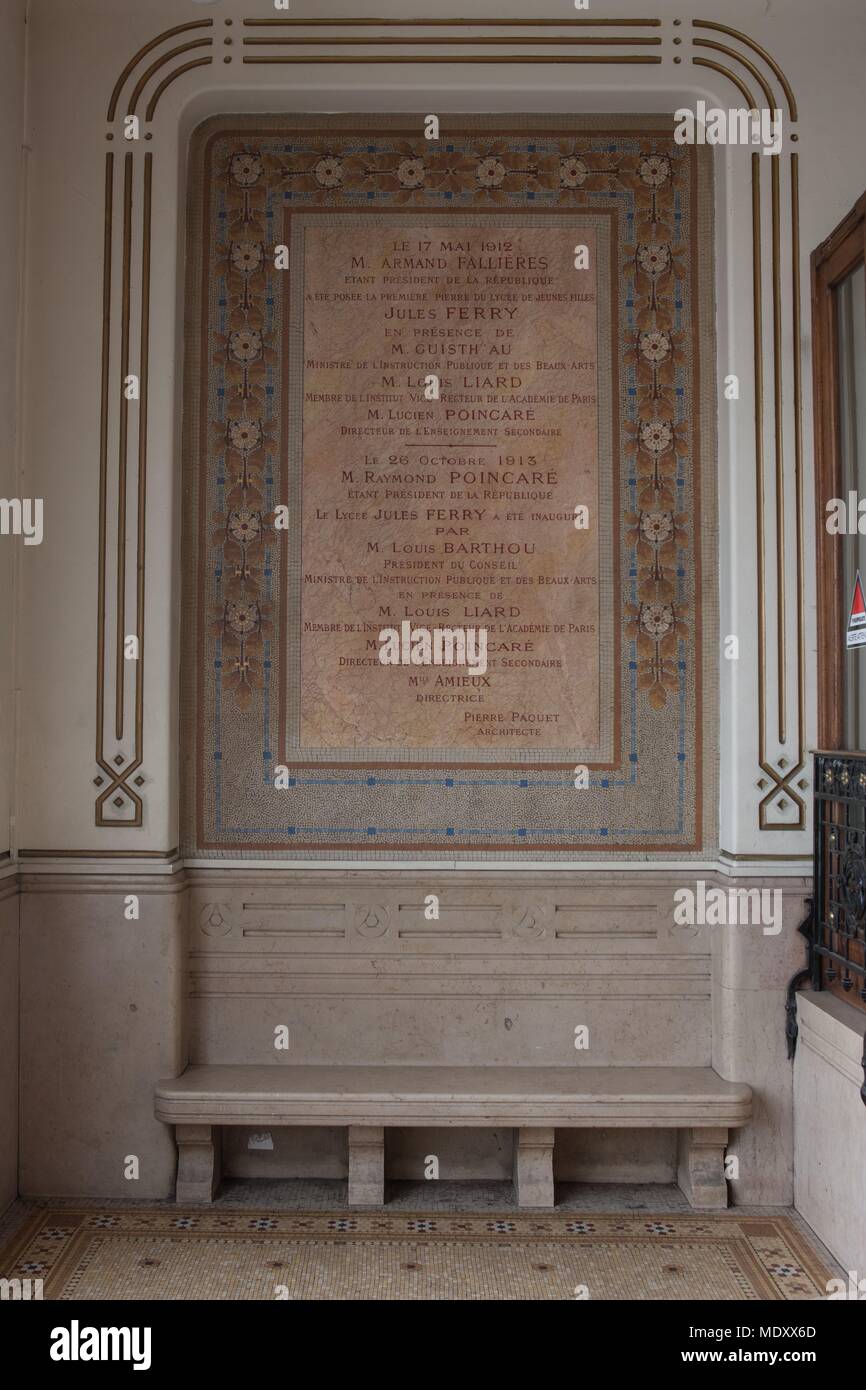 Paris, 77 avenue de Clichy, lycée jules ferry, vestibule Banque D'Images