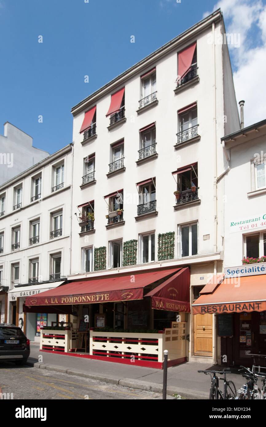 Paris, Montmartre, le restaurant la pomponnettes, peintures de Poulbot Banque D'Images
